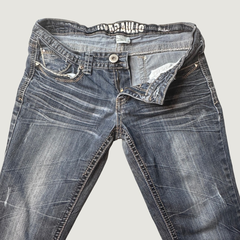 Hydraulic Jeans Women 11/12 Bailey Slim Bootcut Blue Whiskered Stretch Denim